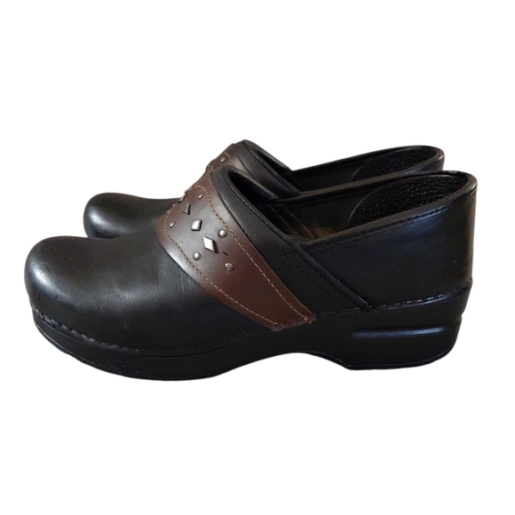 Dansko Pavan Black And Brown Leather Clog Size 7.5-8 Comfort Shoe - Picture 5 of 12